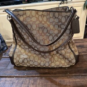 Coach Brown Signature Print Phoebe Satchel Shoulder Bag